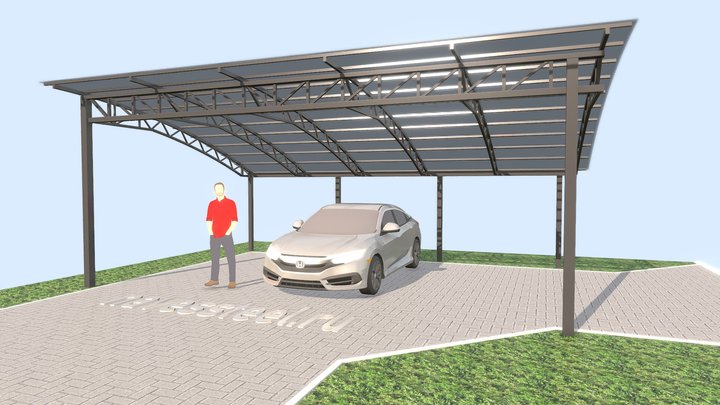 Навес металлический для автомобилей 3D Model