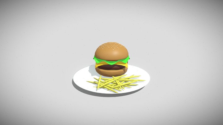 Hamburger with Fries – Gratis 3D-model STL