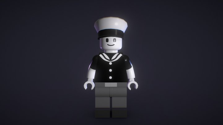 Retro Lego Figure Captain Sailor 3D Model