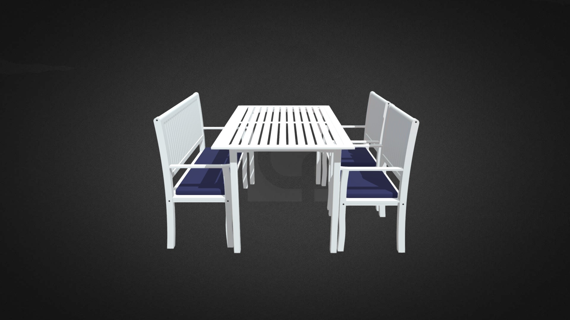 3D model White Garden Set - This is a 3D model of the White Garden Set. The 3D model is about a table and chairs.