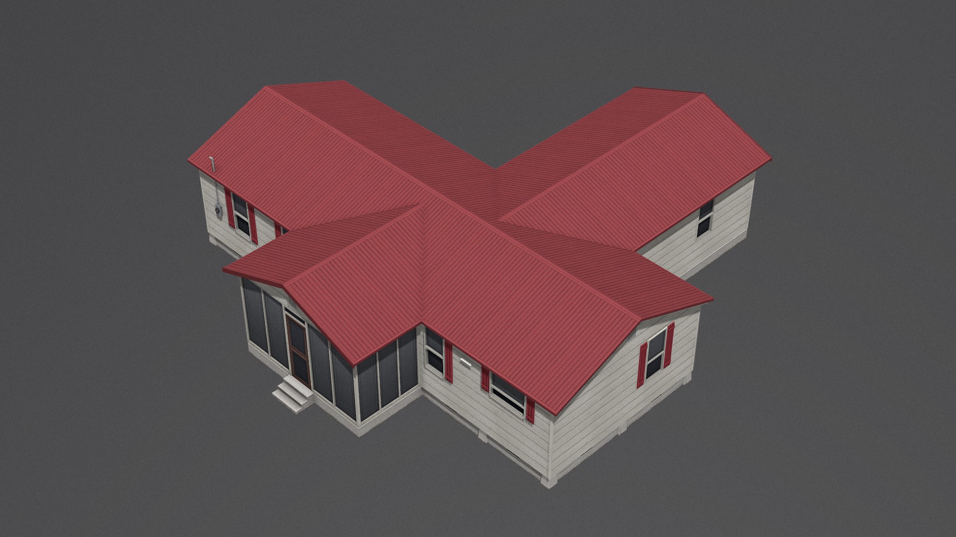 3D model Suburban Family House - This is a 3D model of the Suburban Family House. The 3D model is about a house made out of red paper.