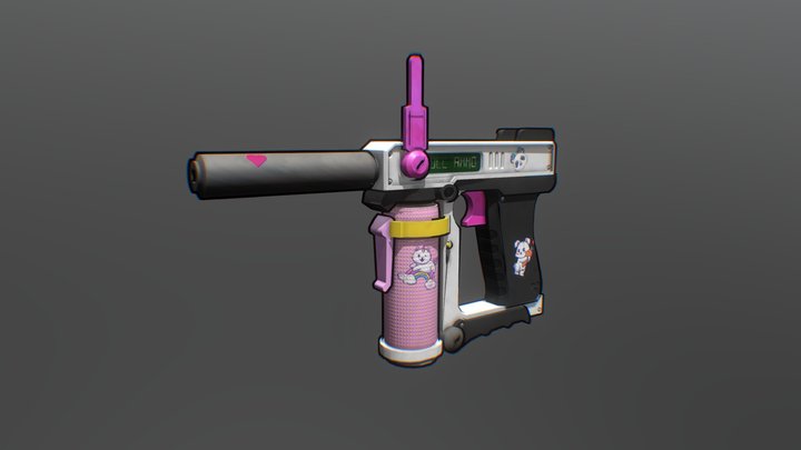 Sylized E-Girl Gun 3D Model