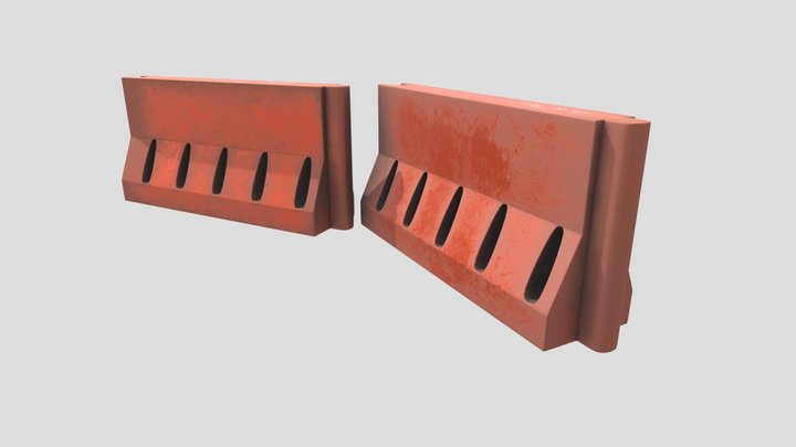 Plastic Road Barrier 3D Model