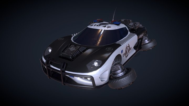 Cyberpunk Cop Car 3D Model
