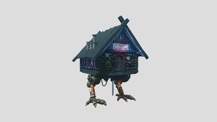 Cyberpunk Baba Yaga Hut - Sci-Fi Folk Asset 3D Model