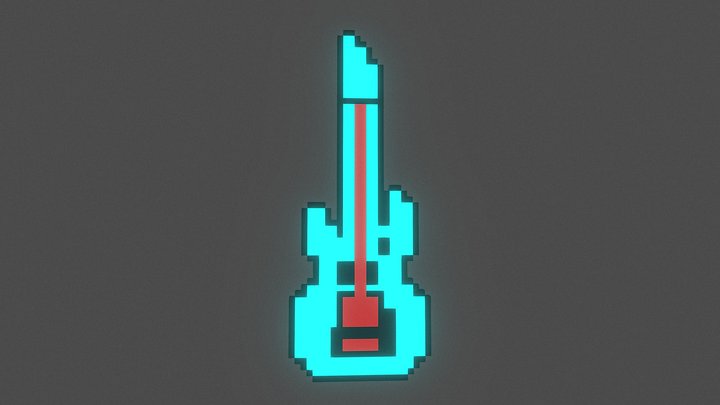 a neon pixel guitare – Kostenloses 3D-Modell STL