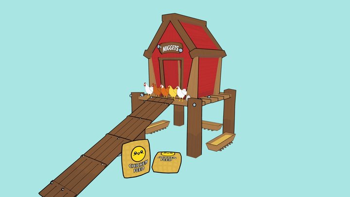 3D Cute Farm Pack: Chickens 3D Model