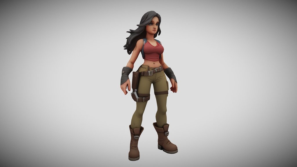 Brunette Adventurer Handpainted