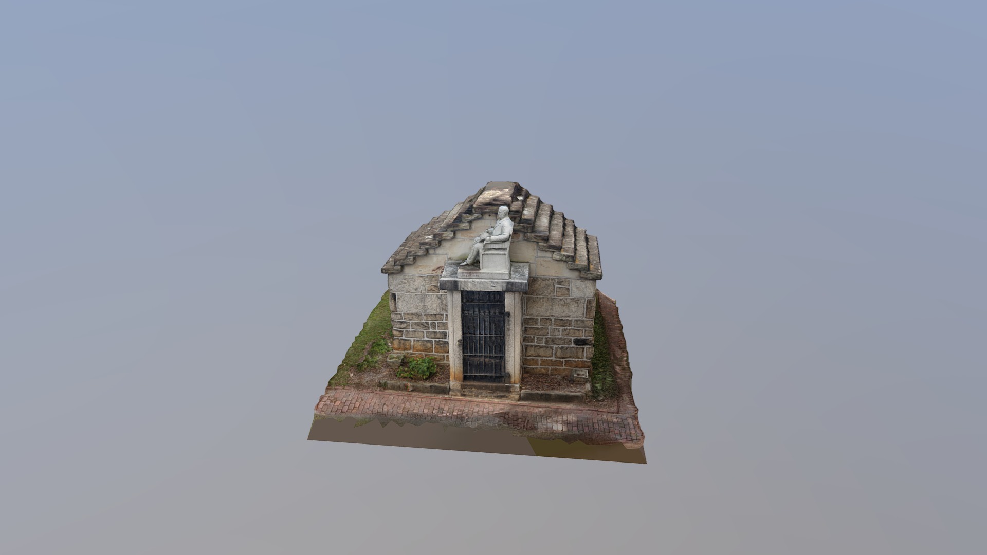 3D model Oakland Cemetery – Jasper Smith - This is a 3D model of the Oakland Cemetery - Jasper Smith. The 3D model is about a small building on a small island.