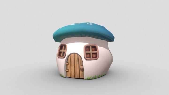 Casa seta con sombrero azul aguamarina 3D Model