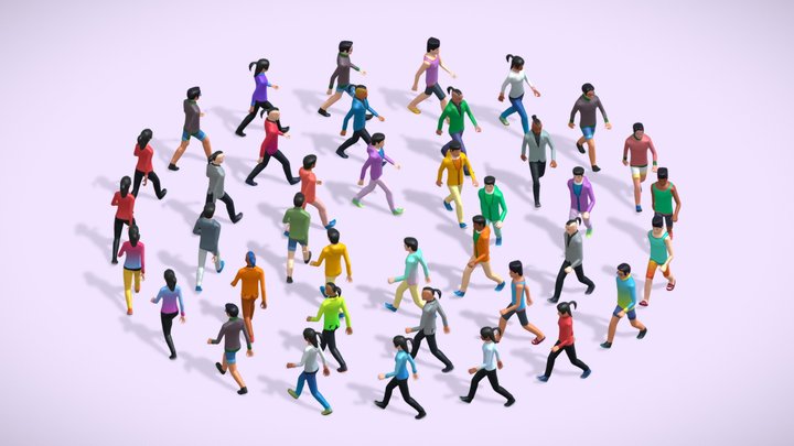 Cartoon Character Pack 1 - Low poly People Pack 3D Model