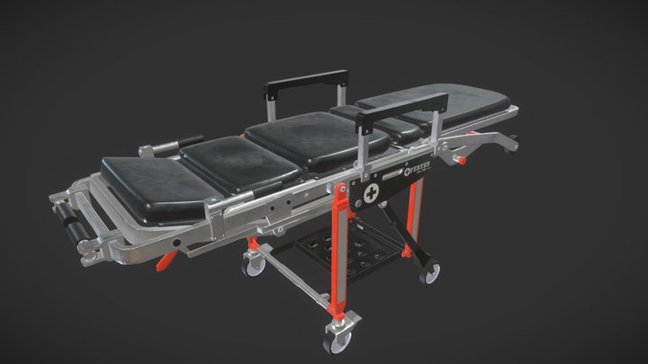 A "Ferno™ 28-Z ProFlexx Red Chair Cot" stretcher 3D Model