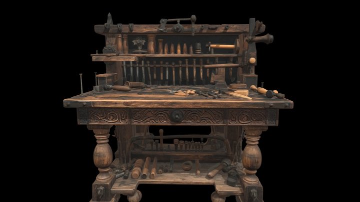 Antique Carpenter's Workbench – Modelo 3D gratuito STL