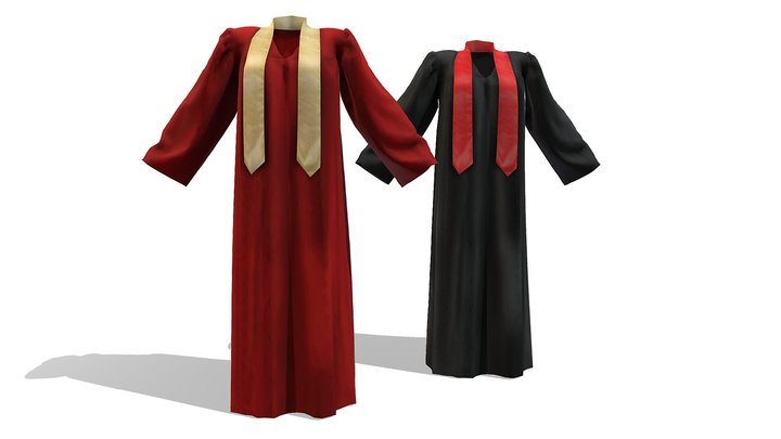 Female Graduation Gown 3D Model