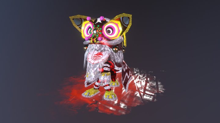 China Lion with Ear 3D Model