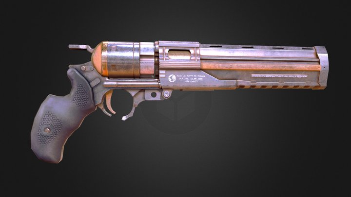 Low Poly Sci-Fi Revolver 3D Model