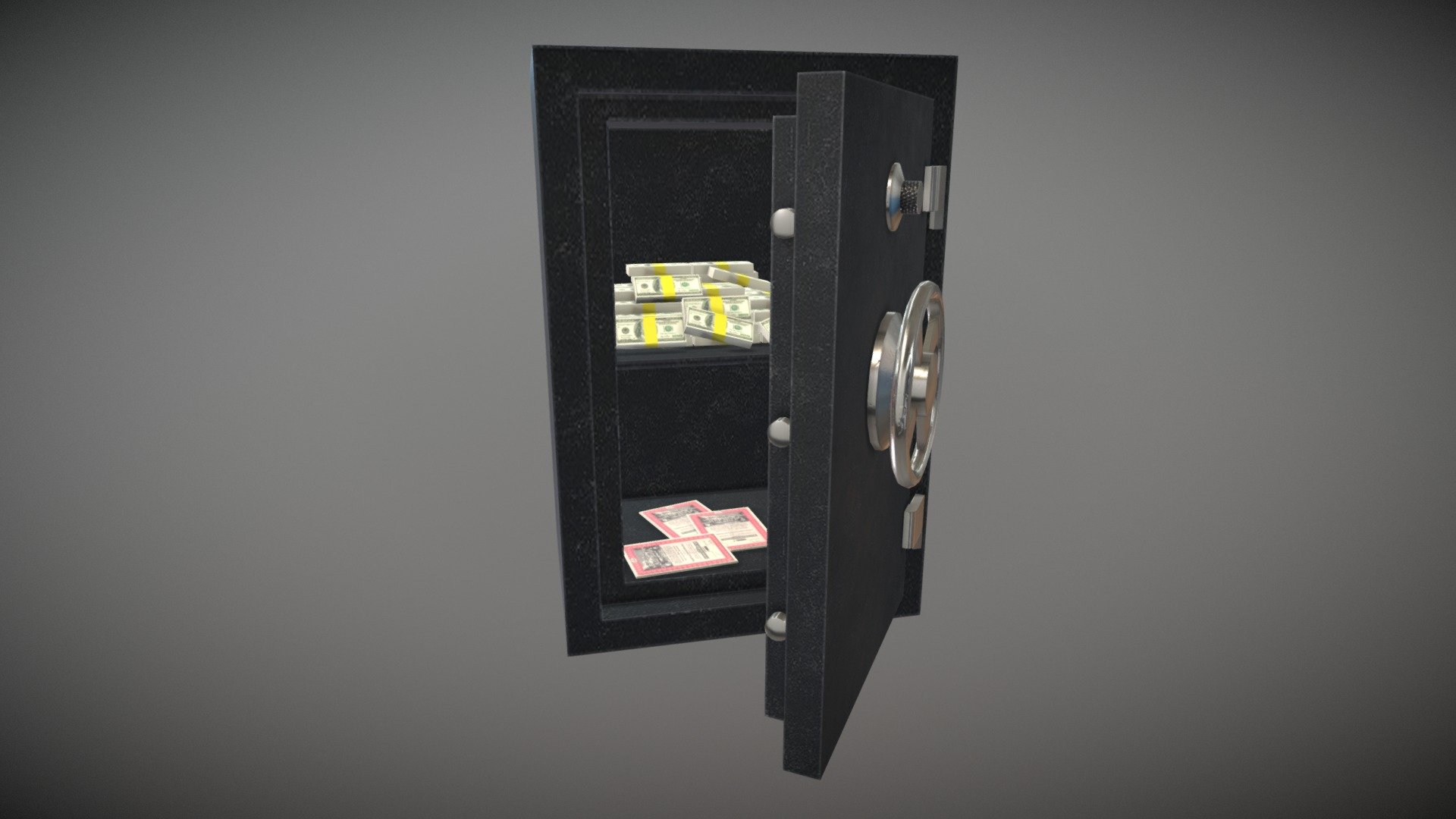 Safe - Safety vault with money and stock papers