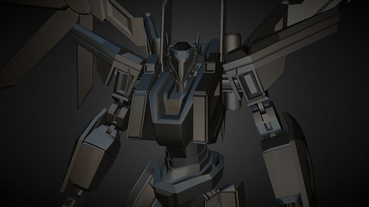 Untextured Battle Mecha Design 3D Model