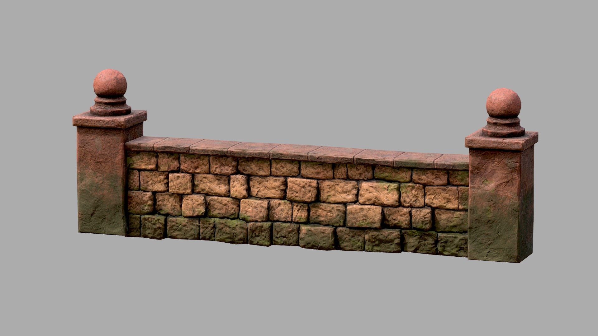 3D model Stone Fence - This is a 3D model of the Stone Fence. The 3D model is about a group of stone pillars.