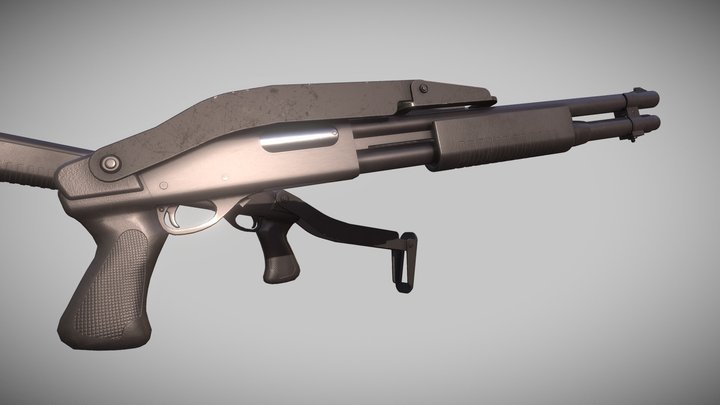 Remington 870 with tactical folding stock 3D Model