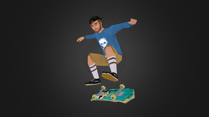Low poly Skater - heelflip 3D Model
