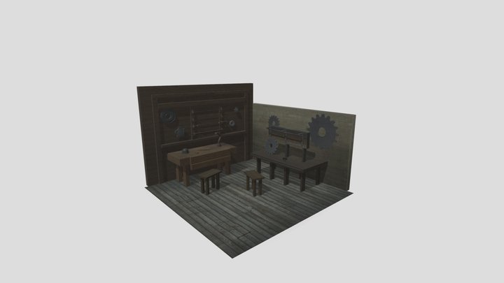 Steampunk Workshop (Textured) 3D Model