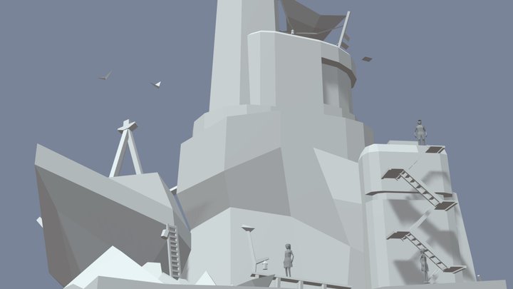 By the Ocean  - Diorama and House blockout 3D Model