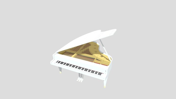 White Grand Piano 3D Model
