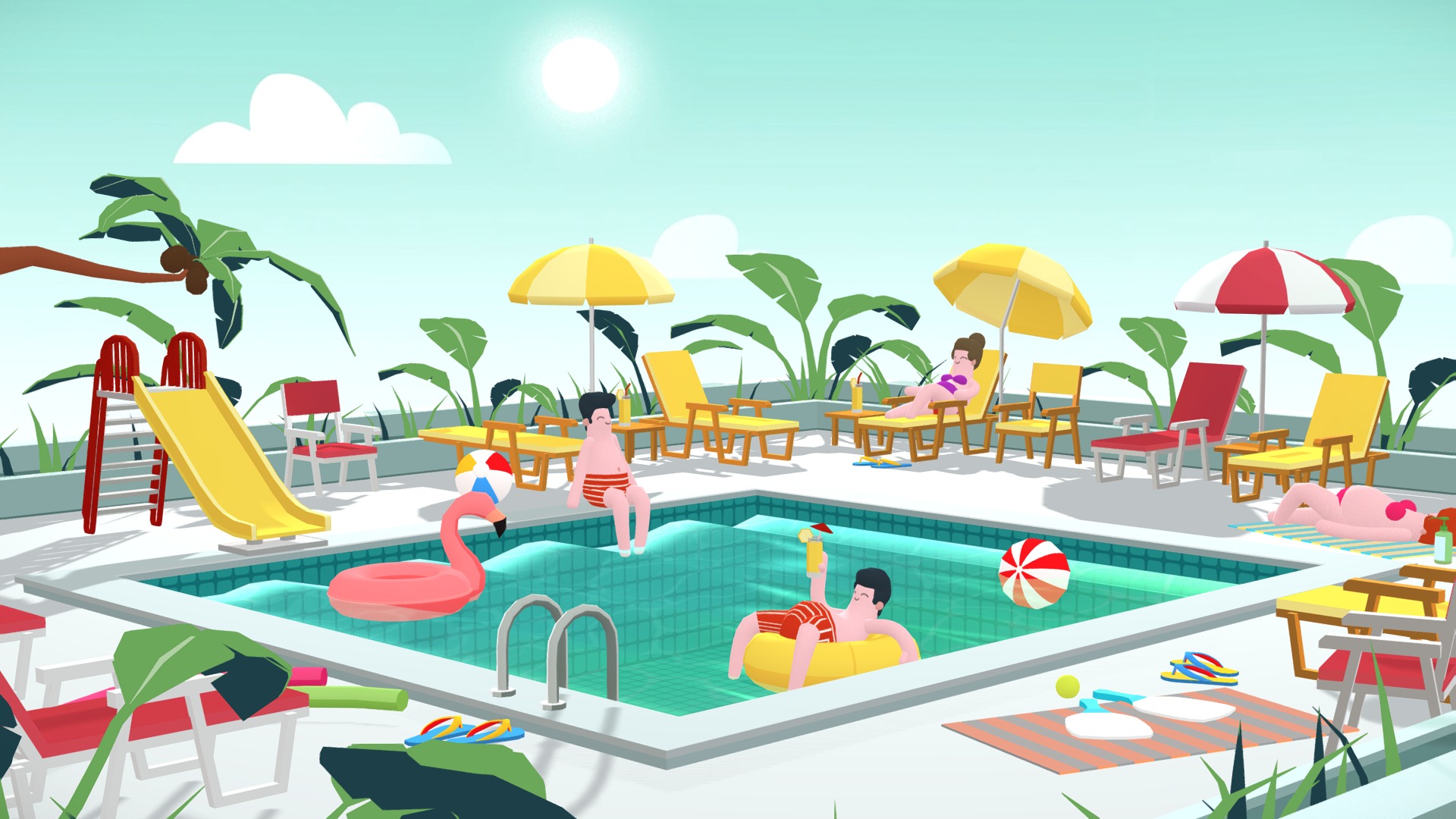3D model LOWPOLY BEACH POOL SUMMER SYLIZED ASSETS CARTOON - This is a 3D model of the LOWPOLY BEACH POOL SUMMER SYLIZED ASSETS CARTOON. The 3D model is about a cartoon of a pool with people playing in it.
