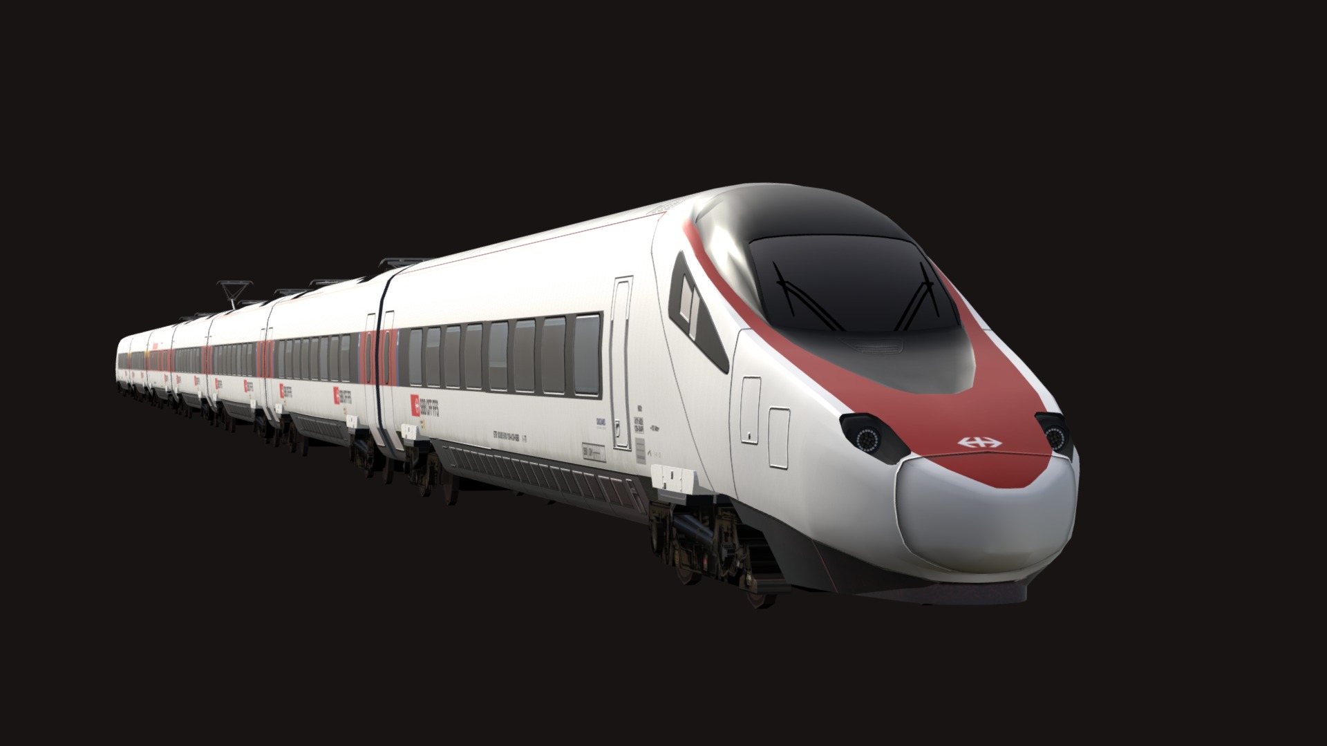 3D model Alstom ETR 610 ‘New Pendolino’ SBB CFF FFS - This is a 3D model of the Alstom ETR 610 'New Pendolino' SBB CFF FFS. The 3D model is about a white and red train.