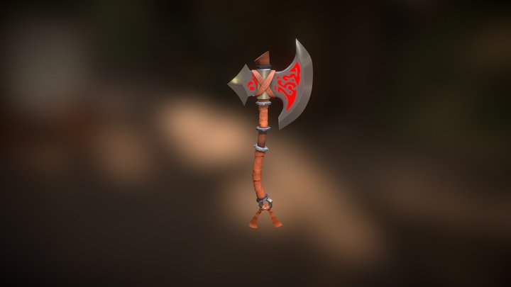 Red Energy Axe 3D Model