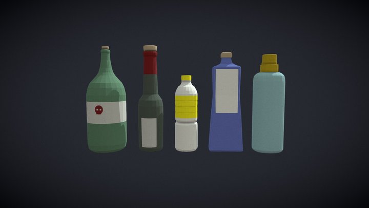 Low Poly Bottles – Modello 3D gratuito STL