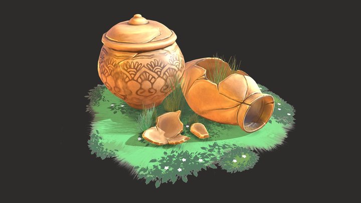 Handpainted Stylized Jug prop 3D Model