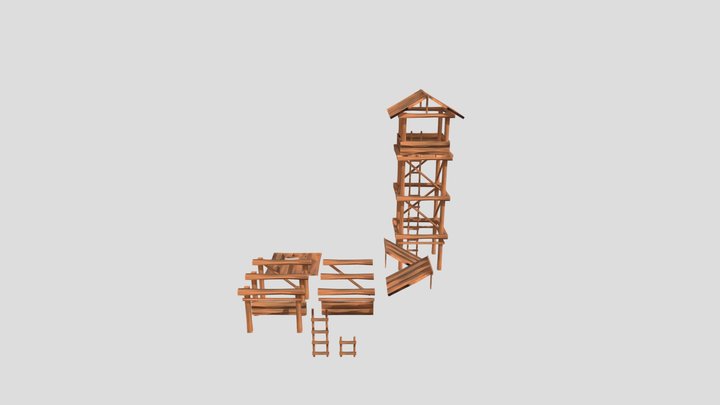 Medieval Props Minipack 6 - Modular Watch Tower 3D Model