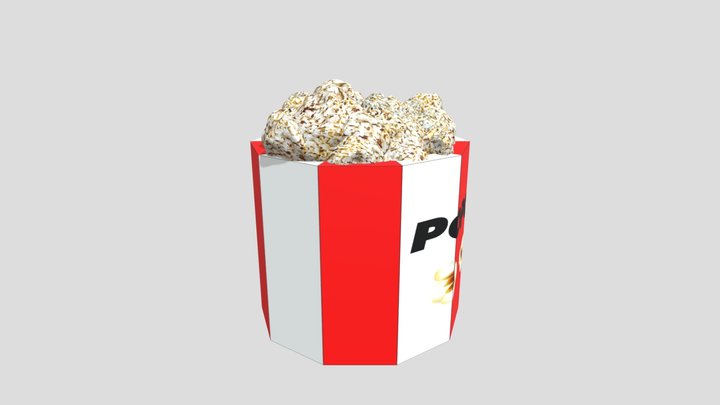 Low poly cinema popcorn bucket 3D Model