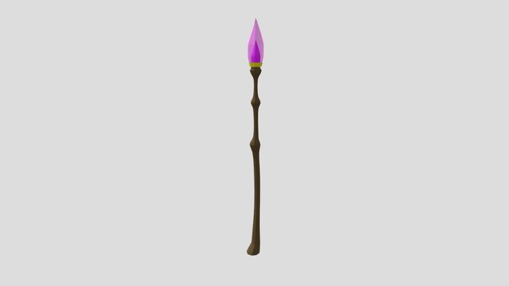 Low-Poly Magic Staff 3D Model