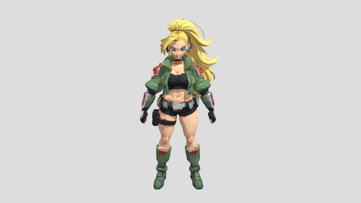 Female character in military-inspired outfit 3D Model