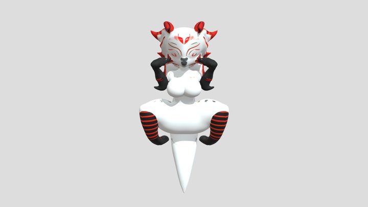 Anthropomorphic fox with red accents 3D Model