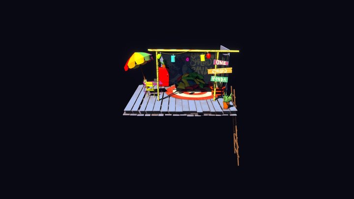 Panda Hut Treehouse 3D Model