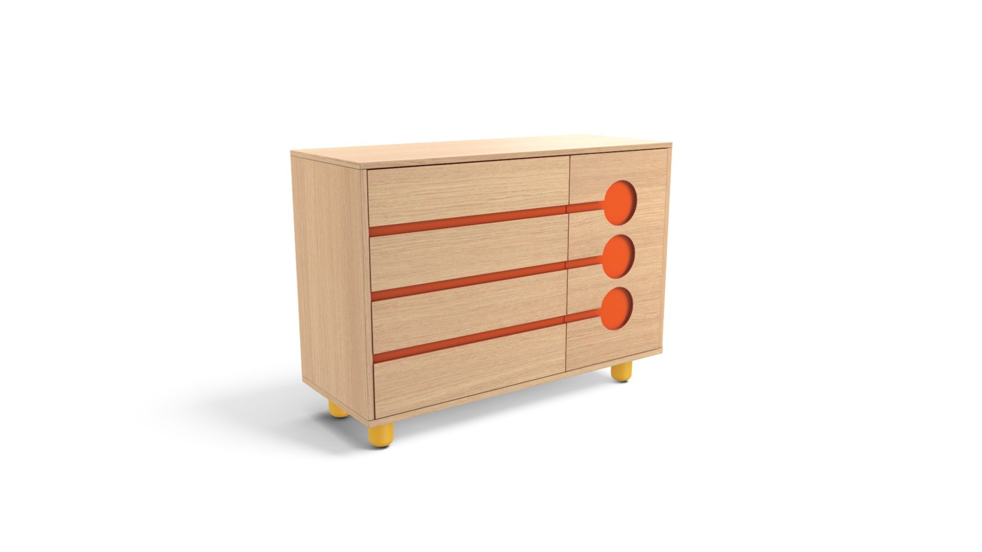 Elba Cabinet, Oak and Orange