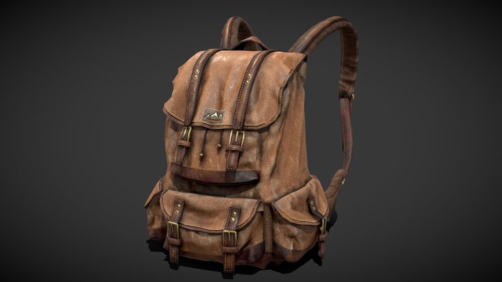 Leather Backpack - low poly 3D Model