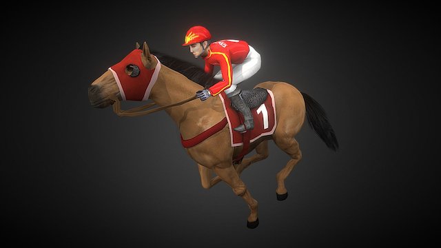 Horse and jockey 3D Model