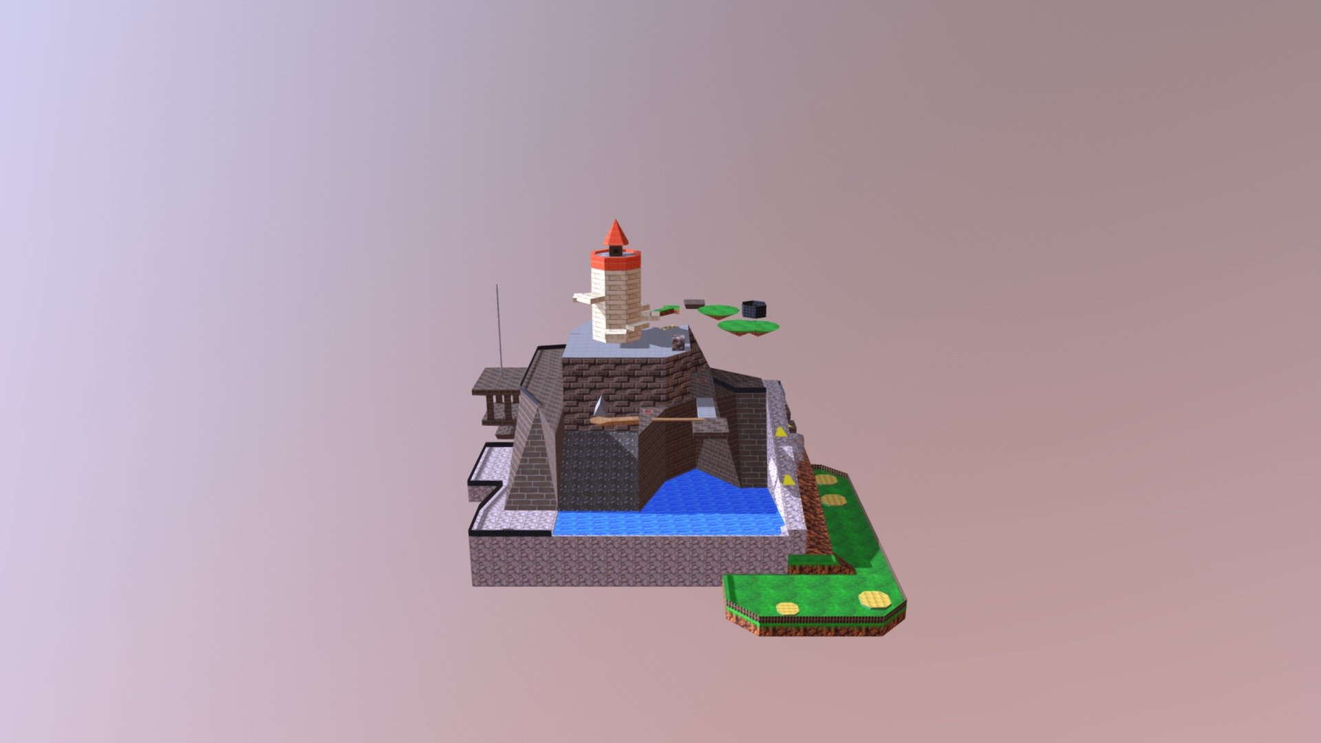 Nintendo 64 Super Mario 64 Whomps Fortress 3d Model By Urchinflaky 861002a Sketchfab 1947