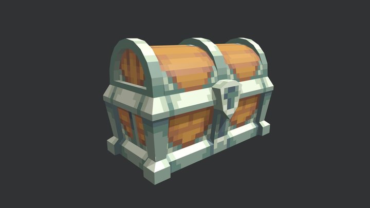 Medieval Chest Pixel Art 3D Model