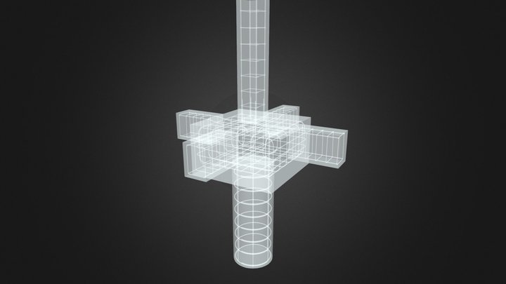 Cimentación 1 pilote de hormigón armado 3D Model