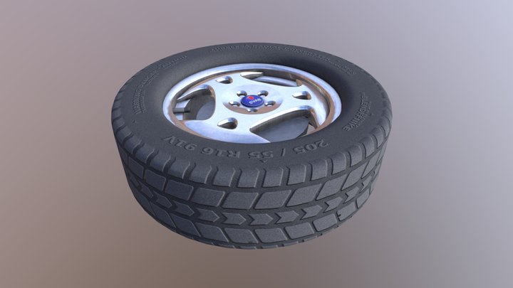 Tire with SAAB's Rim 205/55 R16 with brakes 3D Model