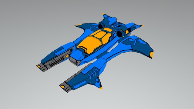 Blue Space Ship 3D Model
