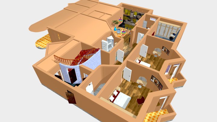 Tbilisi duplex apartment 1st level Unit North 3D Model