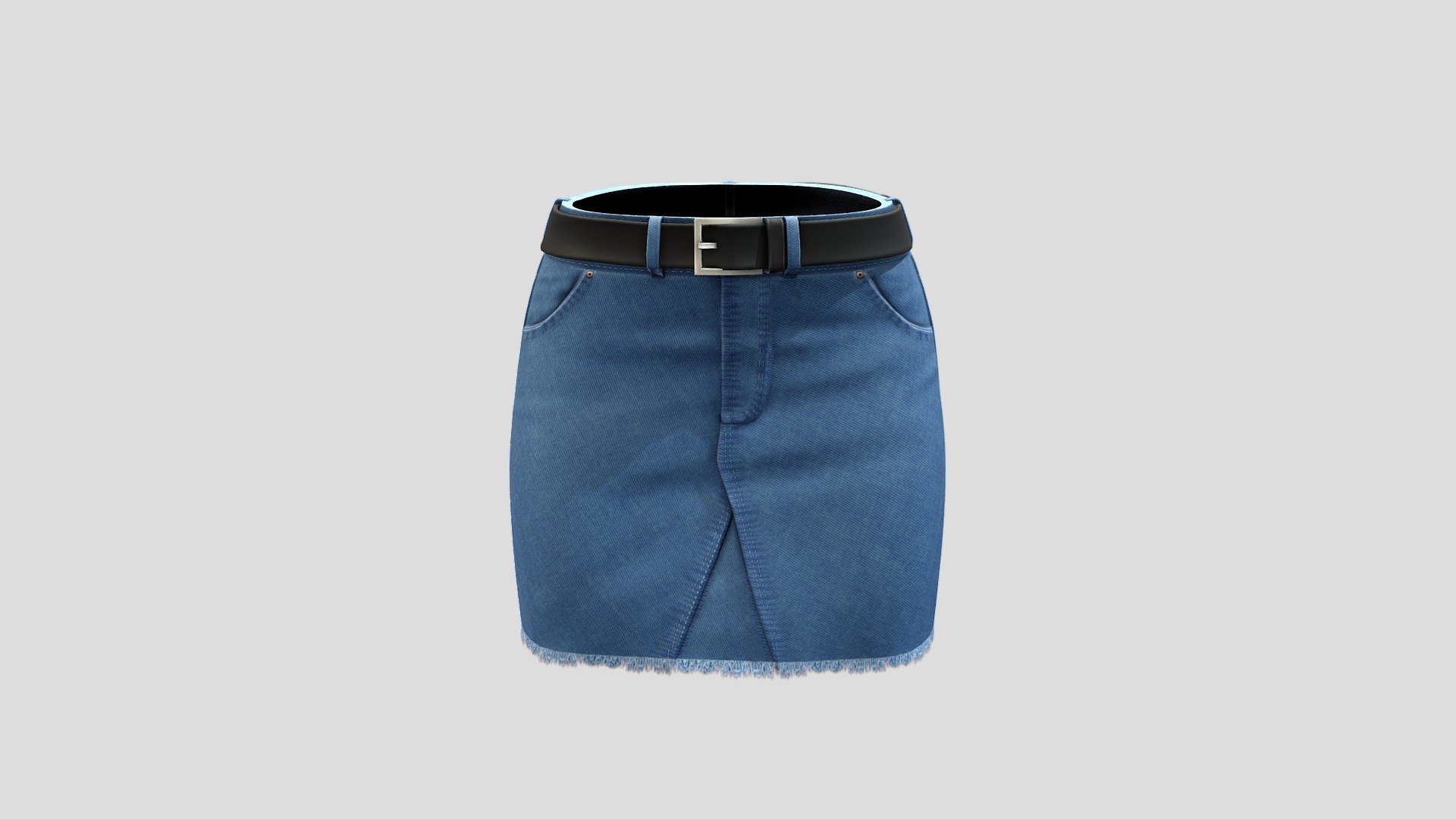 Female Mini Denim Skirt With Belt - Buy 
