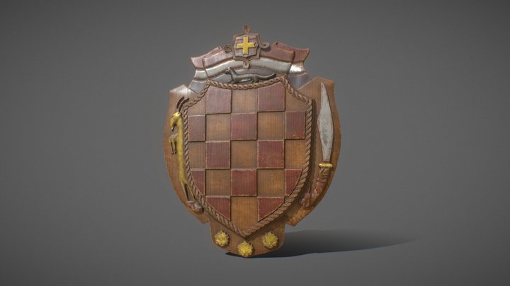 Wooden Coat Of Arms Croatia 3D Model